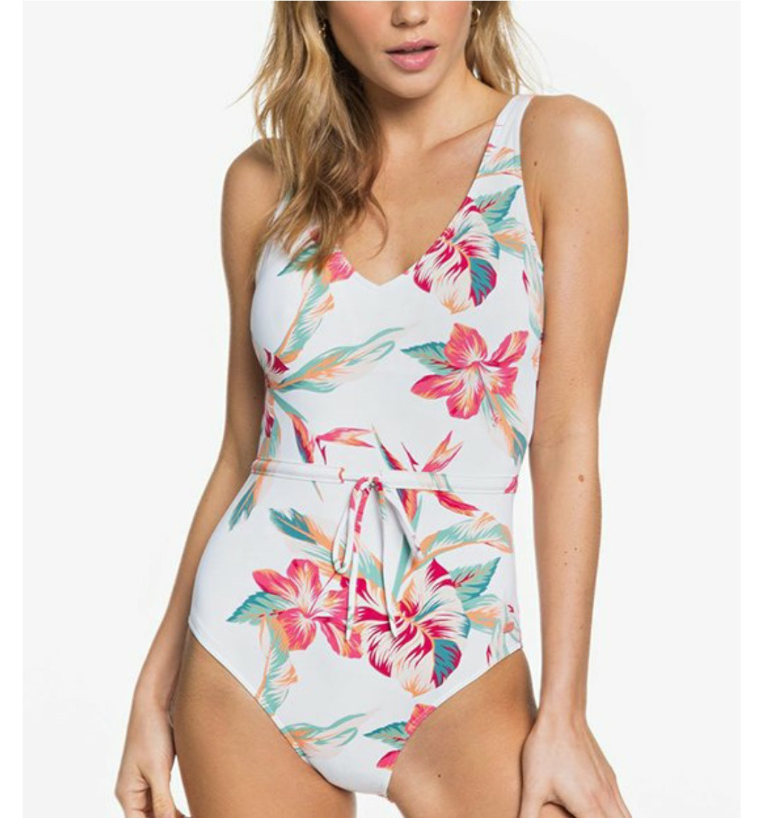 Traje Baño Entero Roxy Entero Bright White Tropic Drawstring Waist One Piece