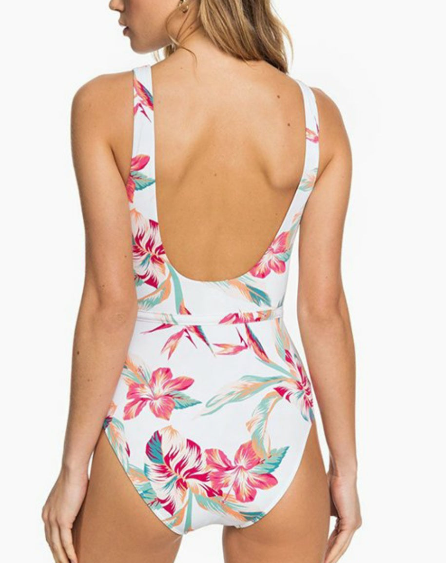 Traje Baño Entero Roxy Entero Bright White Tropic Drawstring Waist One Piece
