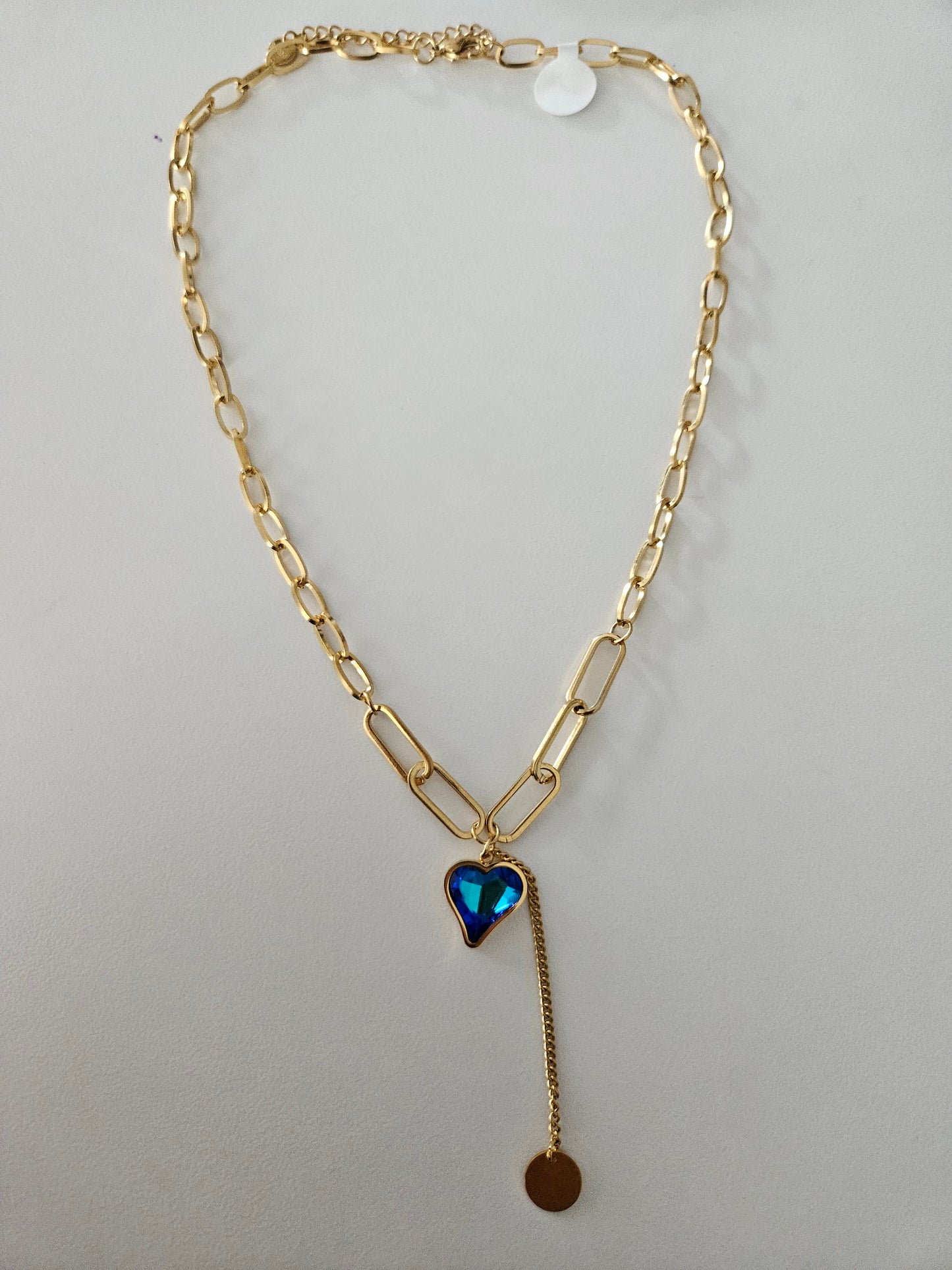 Cadena con corazon azul oscuro tornasol