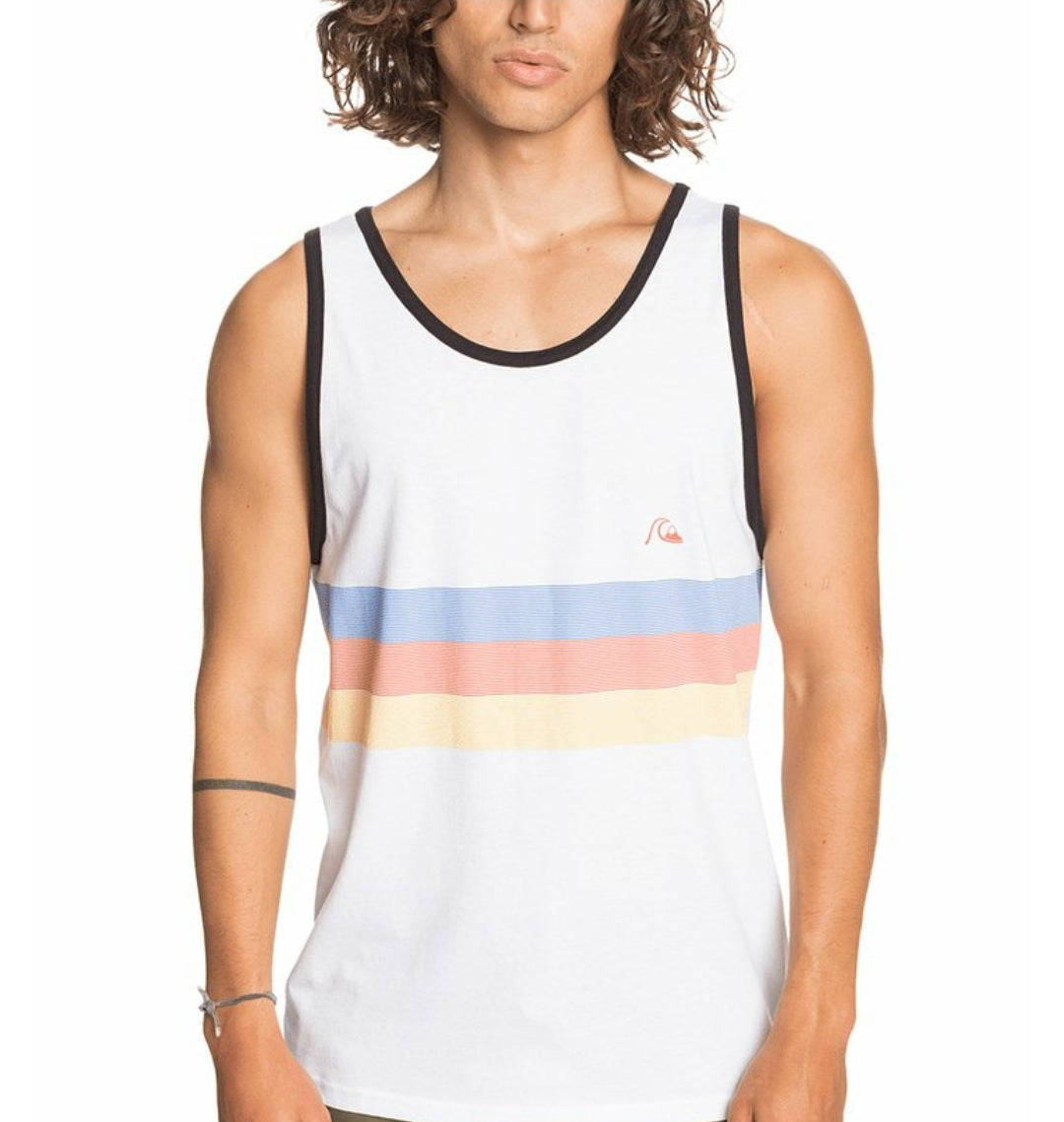 Camiseta sin mangas Tank Top Quiksilver White Stripe Swell Vision