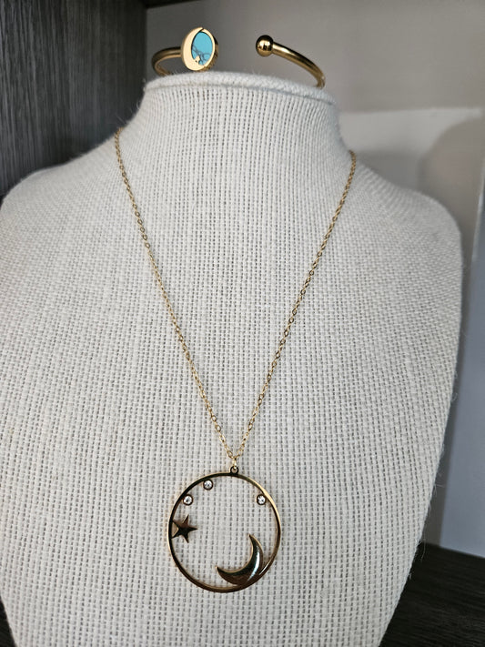 Cadena de luna con estrella stainless Steel