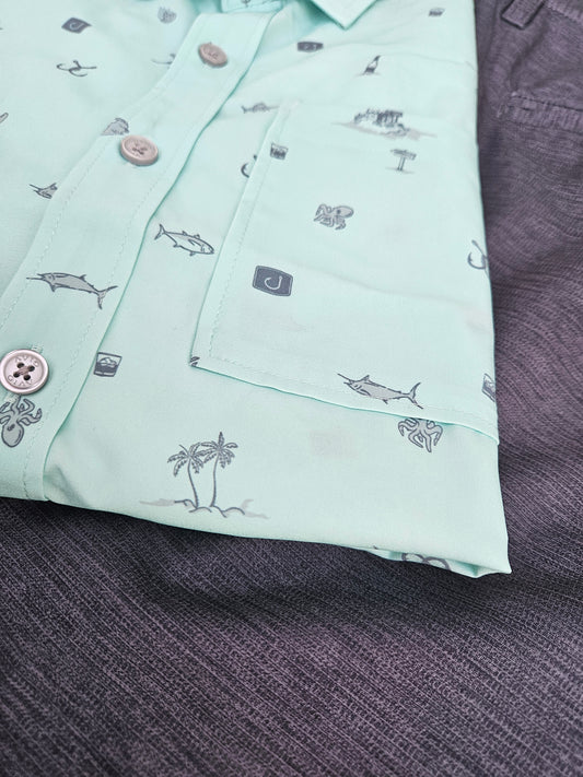 Camisa de Botones AVID Palapa Shirt S/S Seafoam.