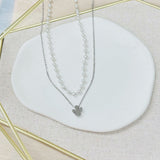 Doble cadena de Angel,perlas Stainless Steel