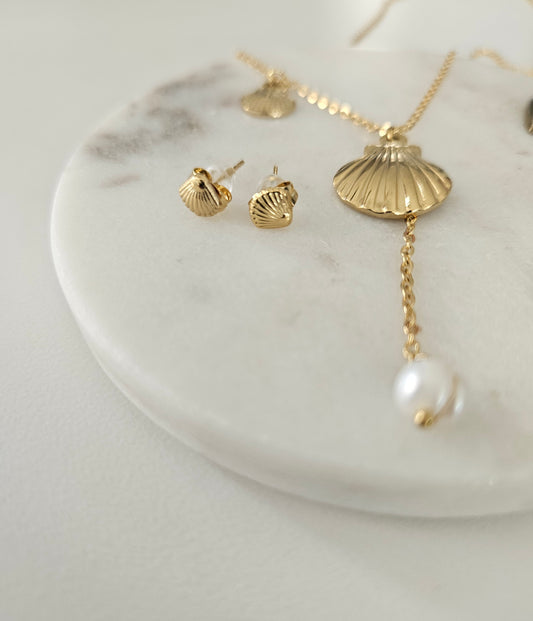 Set de pantallas,cadena motivo del Mar concha Stainless Steel