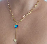 Cadena con corazon azul oscuro tornasol