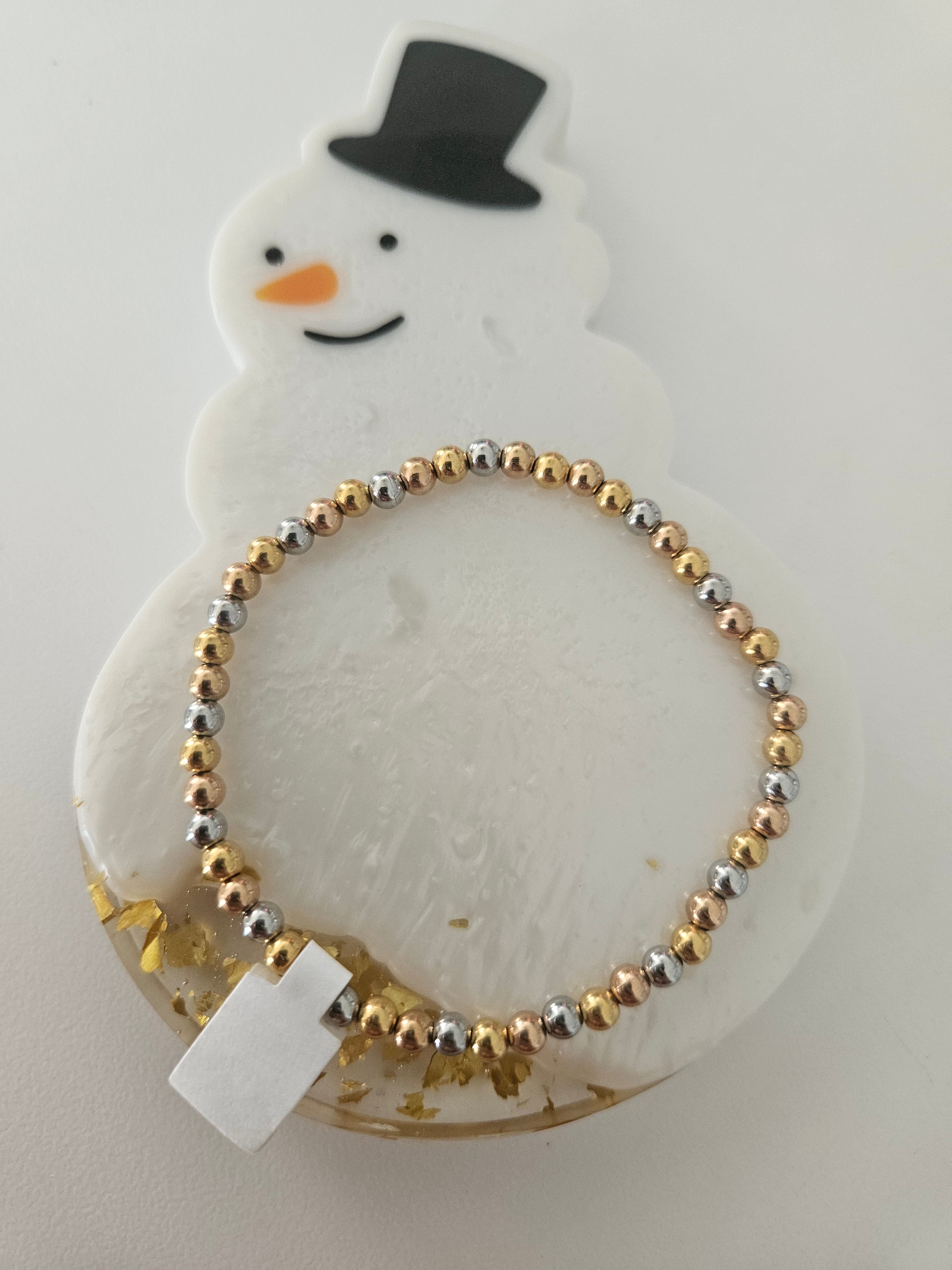 Pulsera tres tonos,oro,plata,rose gold bolitas pequeñas