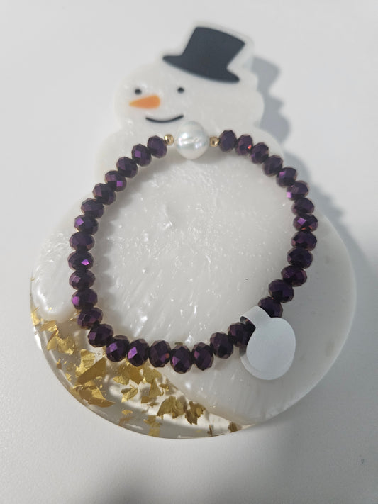 Pulsera violeta tornasol,con perla