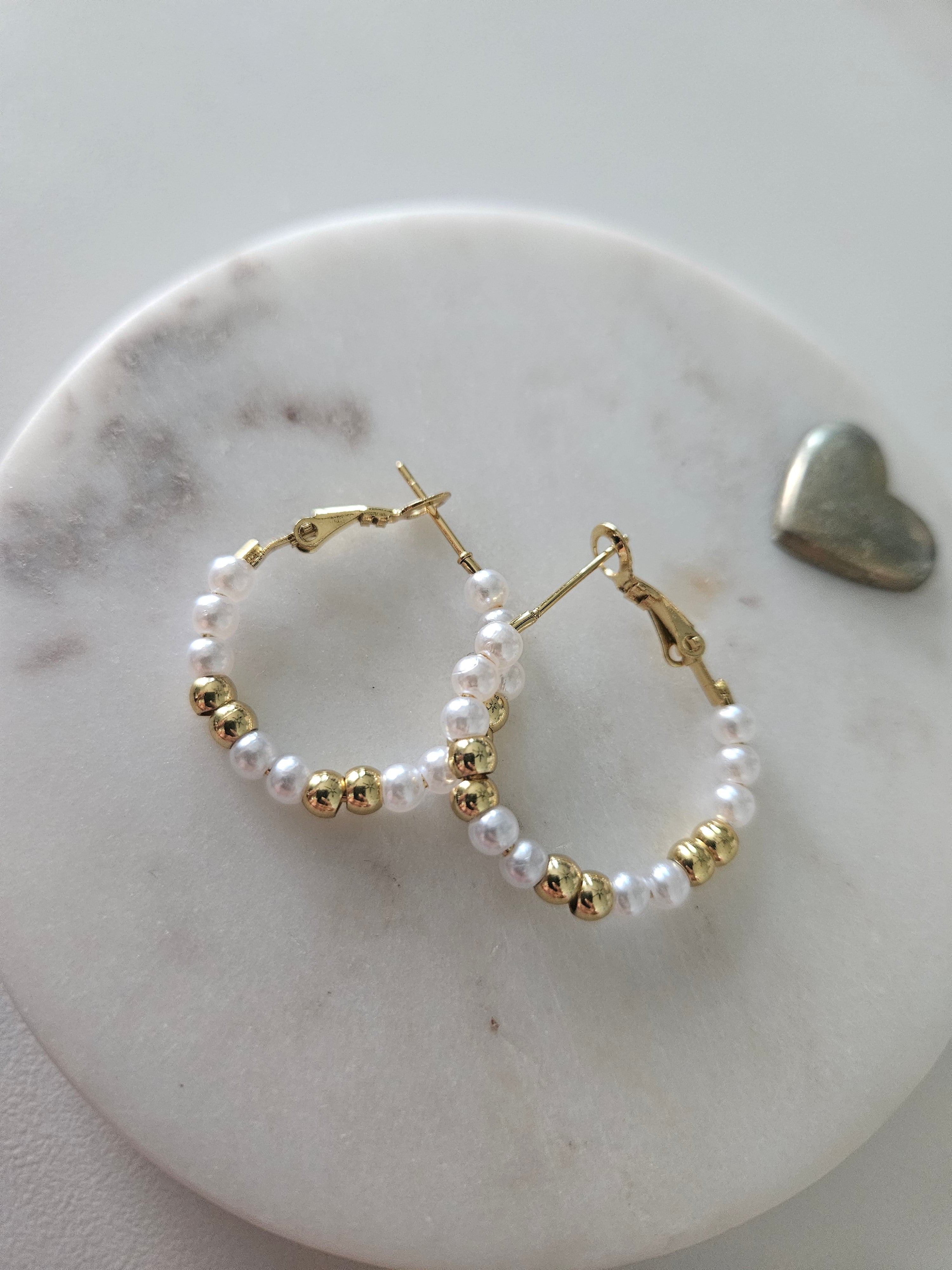 Pantallas Argolla Medianas de Perlas Stainless Steel