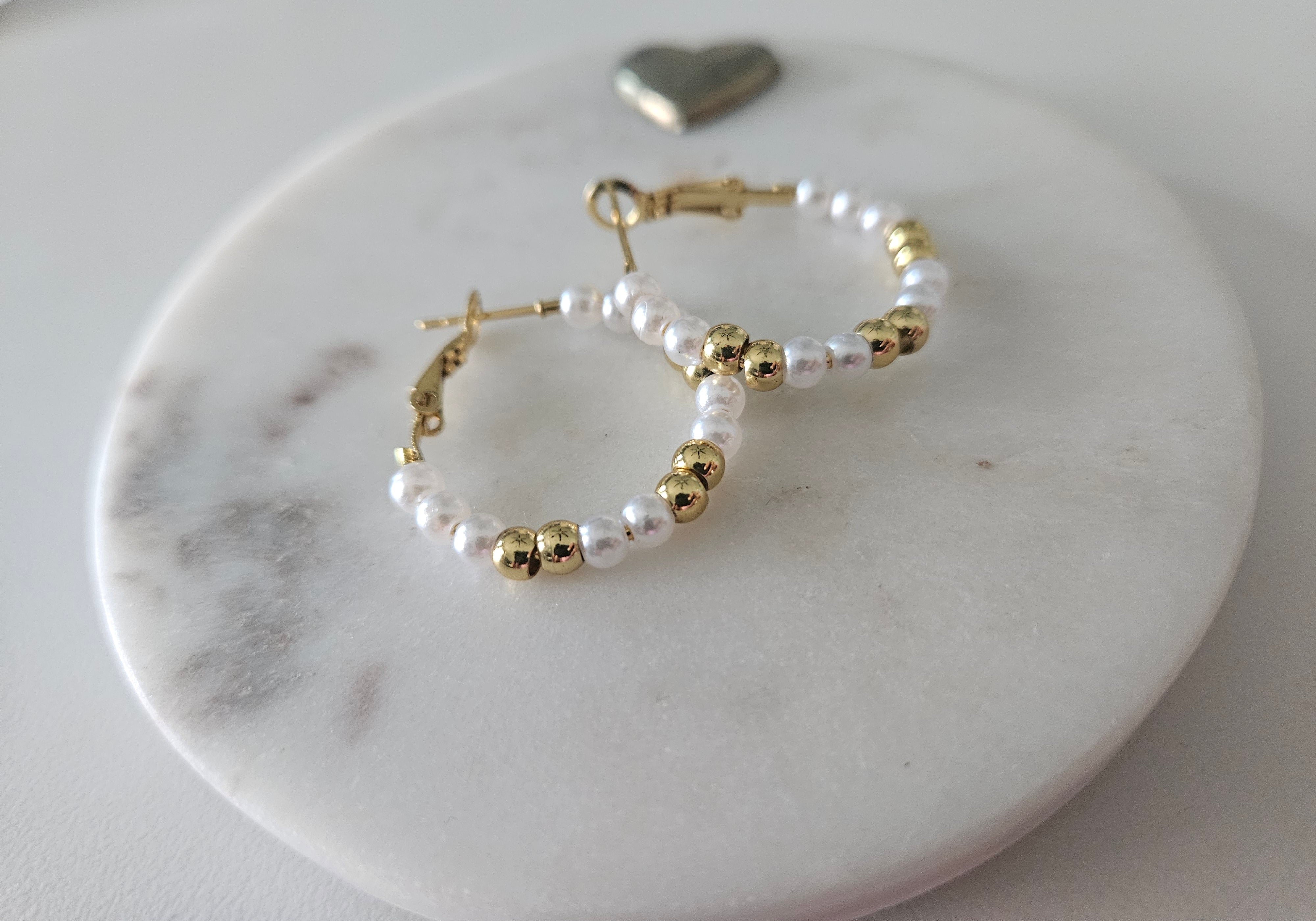 Pantallas Argolla Medianas de Perlas Stainless Steel