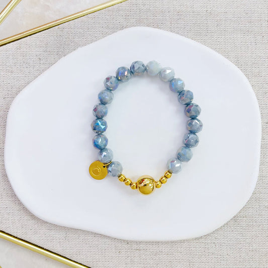 Pulsera gris,ola color oro