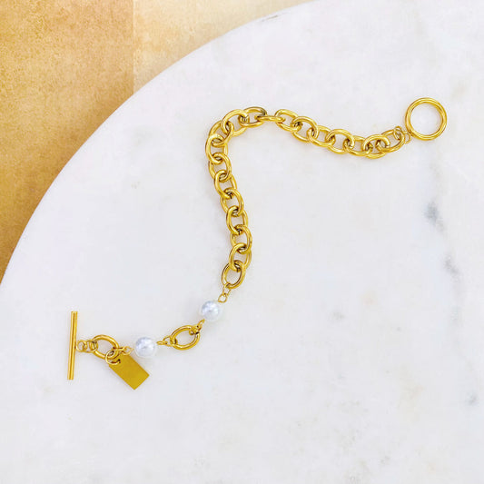 Pulsera eslabones con perlas