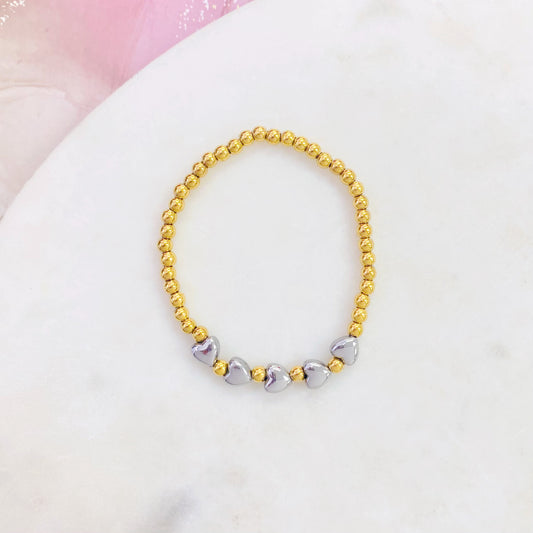 Pulsera de elastico de corazones