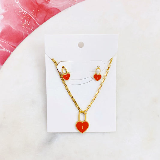 Set de cadena,pantallas en forma de corazon con candado
