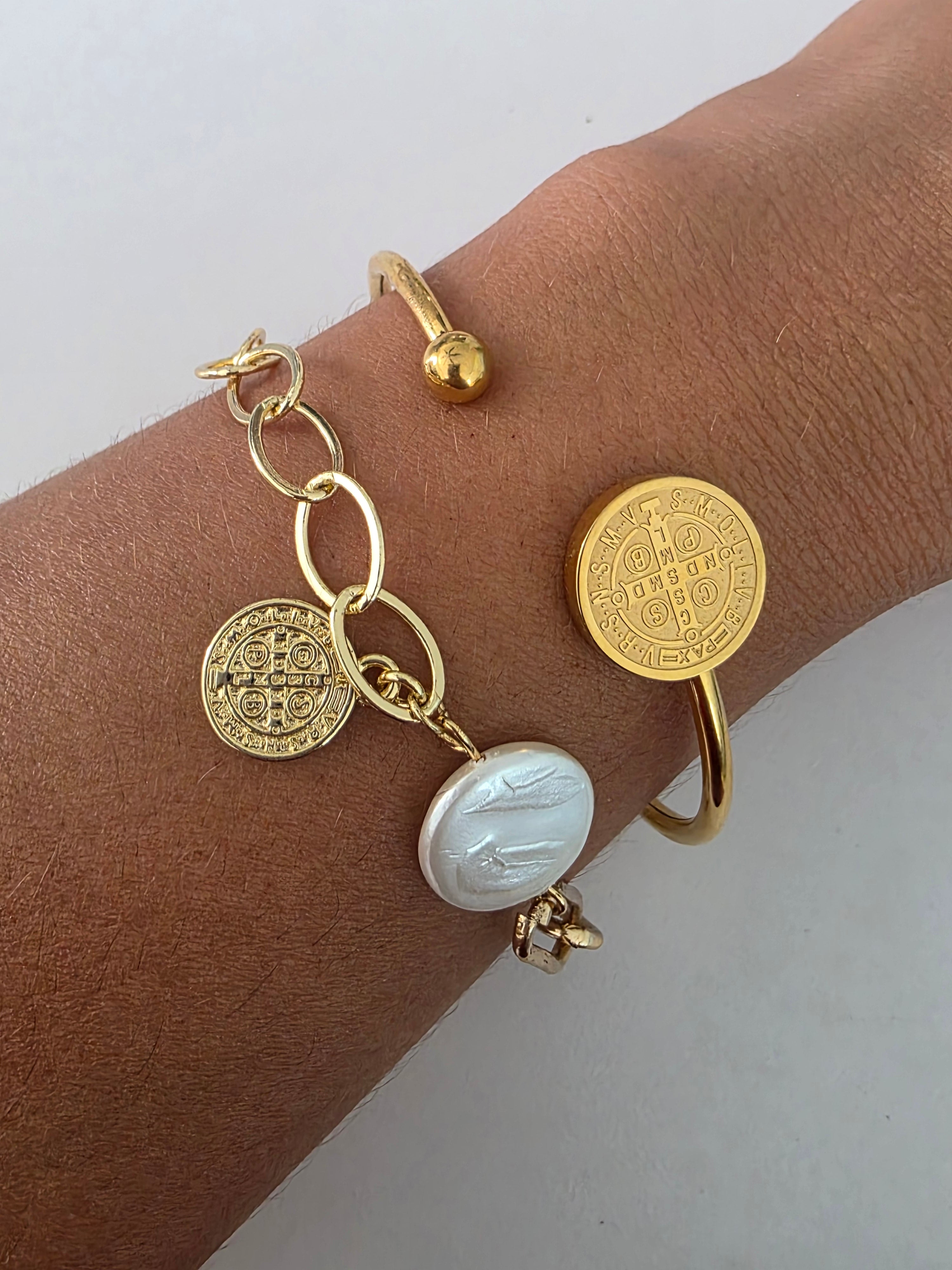 Pulsera eslabones,perla