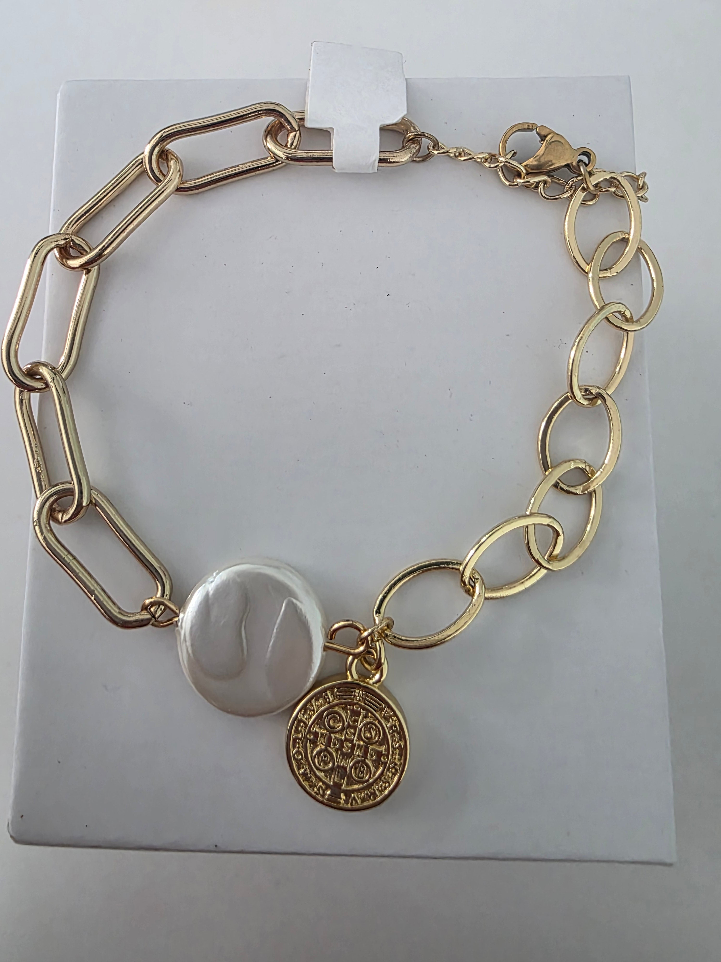 Pulsera eslabones,perla