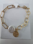 Pulsera eslabones,perla