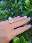 Sortija perla stainless steel. Color Rose Gold
