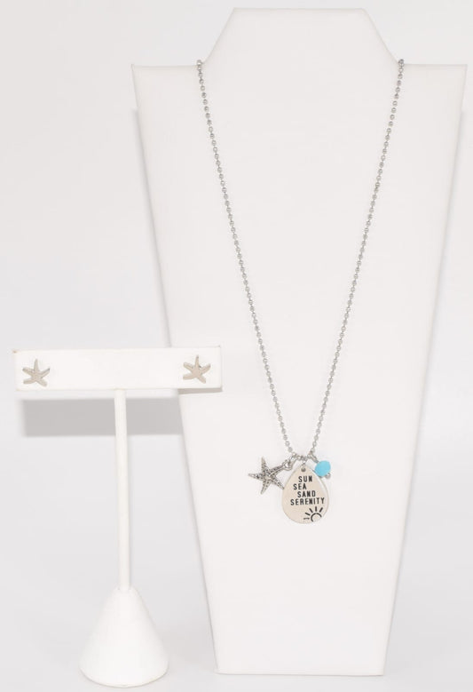 SOLO la Cadena del Mar Mensaje Sun Sea Sand Serenity Stainless Steel