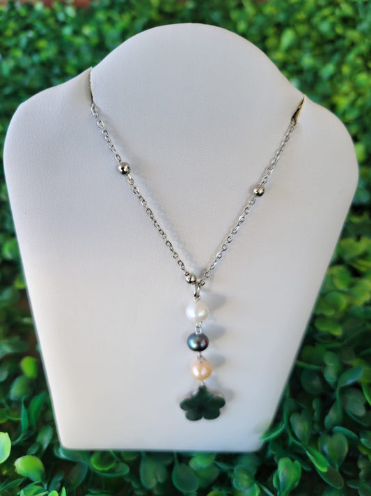 Cadena perlas de colores, gris,rosa,blanco stainless Steel