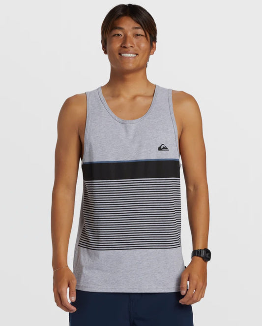 Camiseta sin manga Quiksilver de hombre. Tijuana Stripe Tank Top Athletic Heather