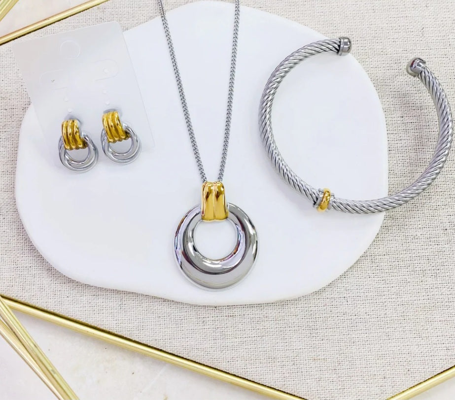 Set cadena,pantallas,pulsera bangle