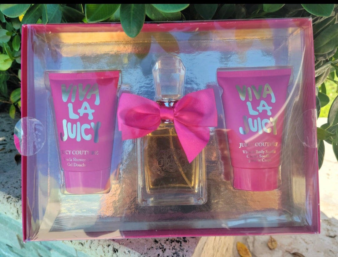 Viva La Juicy de Juicy Couture Set de Regalo de 3 Pzas 3.4 oz EDT + Gel de Ducha + Loción Corporal para Mujer