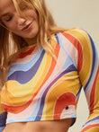 Roxy Crop Top Tiger Lily Cruz Just A friends Logn Sleeve Mesh