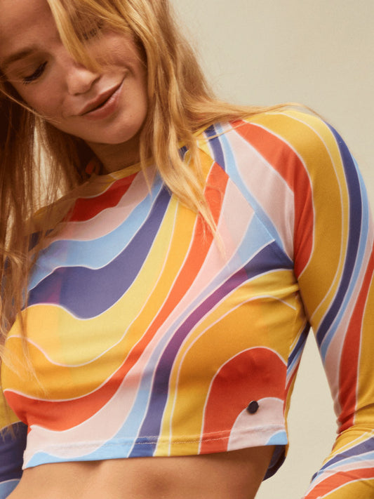 Roxy Crop Top Tiger Lily Cruz Just A friends Logn Sleeve Mesh