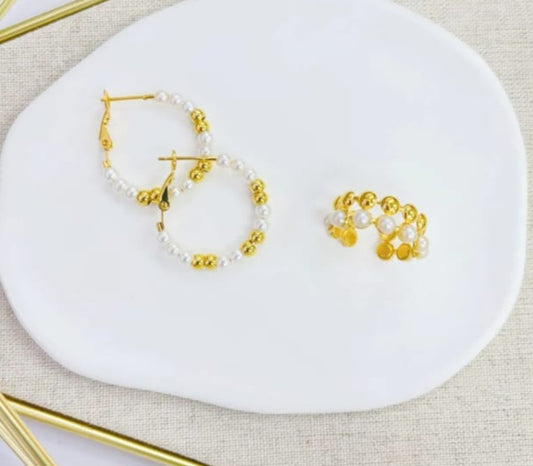 Pantallas Argolla Medianas de Perlas Stainless Steel